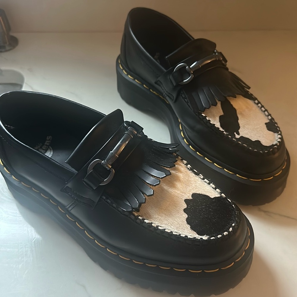 Dr. Martens size 9 cow print platform loafer